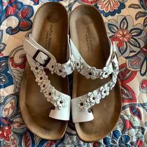 Cork White Leather Sandles